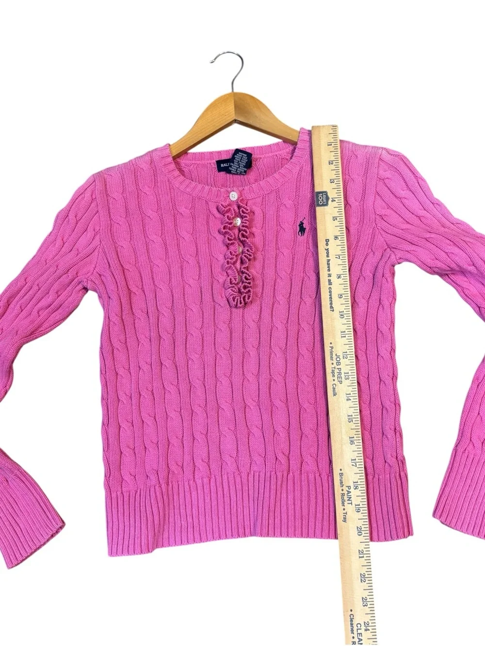 Ralph Lauren pink cotton cable- knit sweater girls size L(12/14)